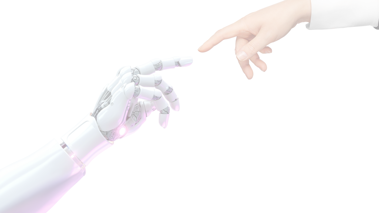 Humman Hand Touching Robot Hand Illustration Image